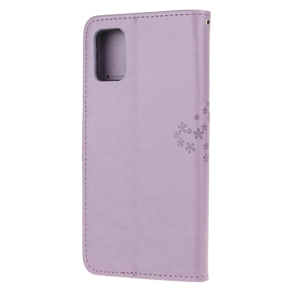 Imprint Tree Owl Pattern Leather Stylish Wallet Case for Samsung Galaxy A02s (164.2mm) - Purple - 3
