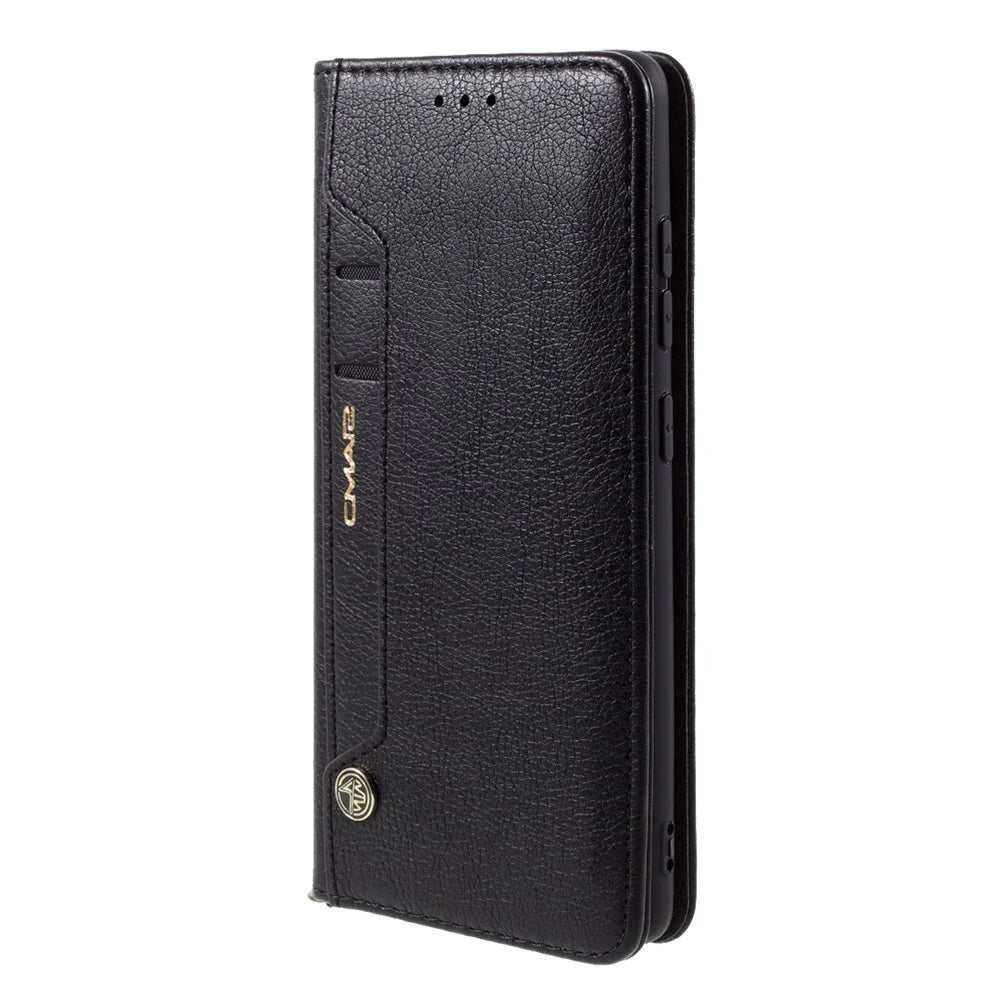 CMAI2 for Samsung Galaxy S20 FE 4G/5G/S20 Lite/S20 FE 2022 Auto-absorbed Folio PU Leather Cover with Card Slots - Black - 2