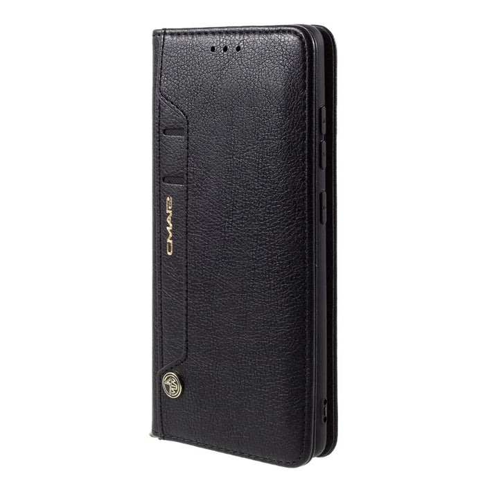 CMAI2 for Samsung Galaxy S20 FE 4G/5G/S20 Lite/S20 FE 2022 Auto-absorbed Folio PU Leather Cover with Card Slots - Black - 2