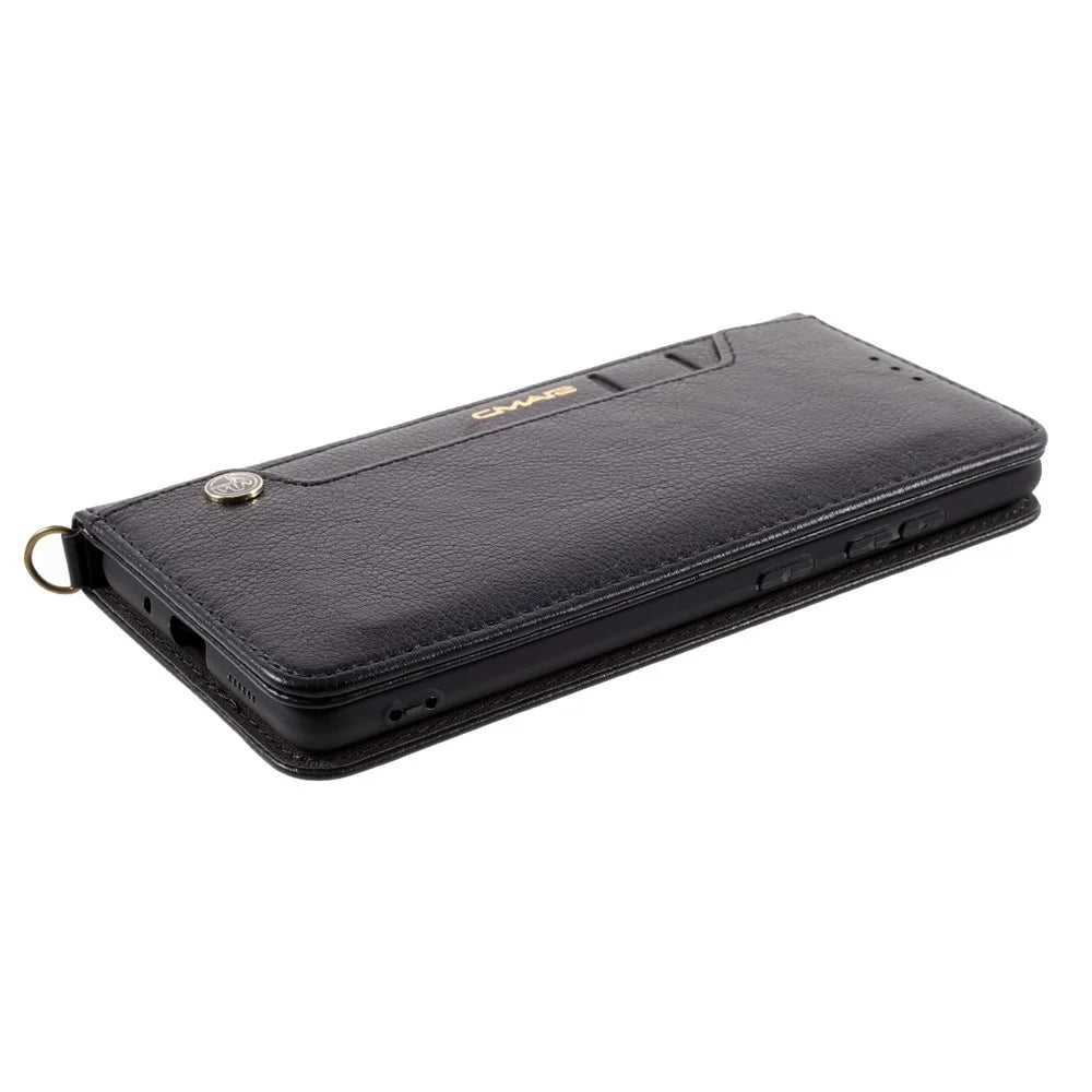 CMAI2 for Samsung Galaxy S20 FE 4G/5G/S20 Lite/S20 FE 2022 Auto-absorbed Folio PU Leather Cover with Card Slots - Black - 5