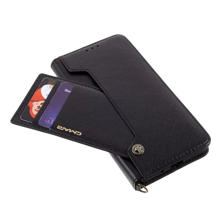 CMAI2 for Samsung Galaxy S20 FE 4G/5G/S20 Lite/S20 FE 2022 Auto-absorbed Folio PU Leather Cover with Card Slots - Black - 7