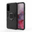 PC + TPU Combo Hybrid Case with Ring Holder Kickstand for Samsung Galaxy S21 4G/5G - Black - 2