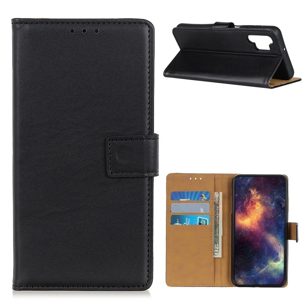 For Samsung Galaxy A32 5G / M32 5G Cover Wallet Stand Flip Leather Phone Case - Dark Black - 1