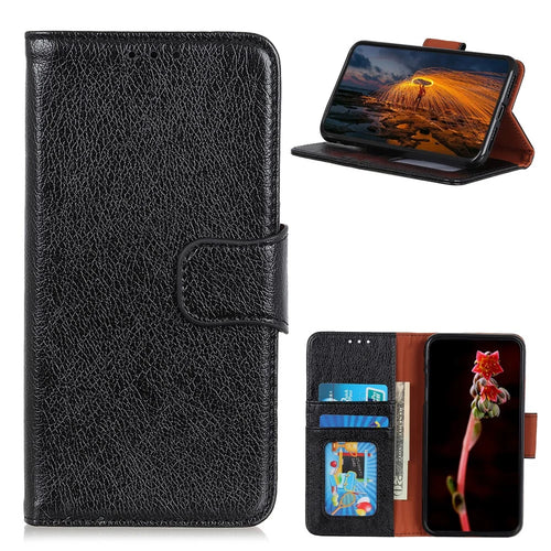Nappa Texture Split Leather Case for Samsung Galaxy A32 5G / M32 5G, Wallet Stand Shockproof Protective Cover - Black - 1