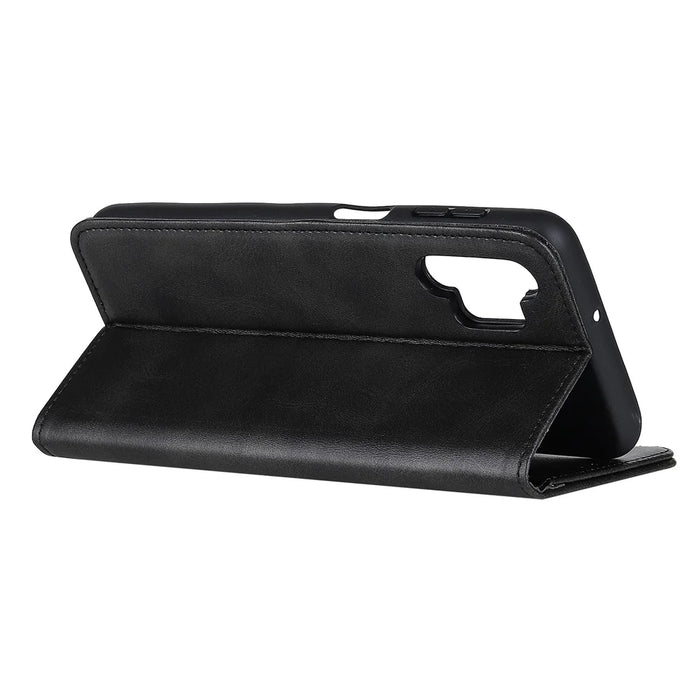 For Samsung Galaxy A32 5G / M32 5G Auto-absorbed Wallet Stand Split Leather Phone Case Cell Phone Cover - Black - 6