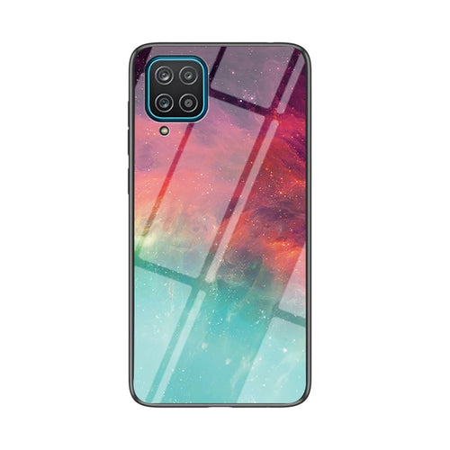Pattern Printing Shell for Samsung Galaxy A12 Glass + PC + TPU Hybrid Case - Color Sky - 1