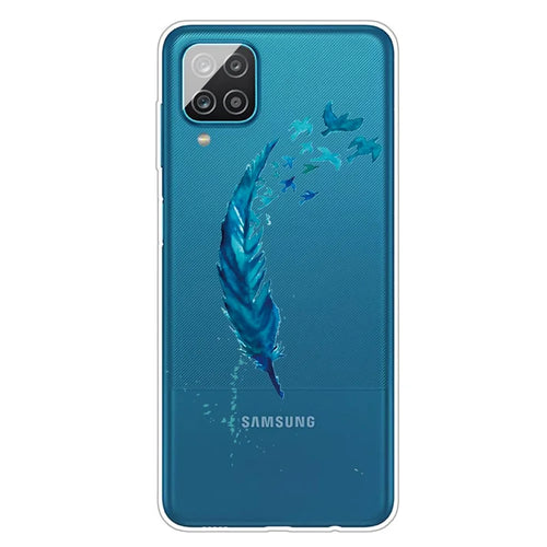 Patterned Flexible TPU Phone Protective Cover for Samsung Galaxy A12 - Feather - 1