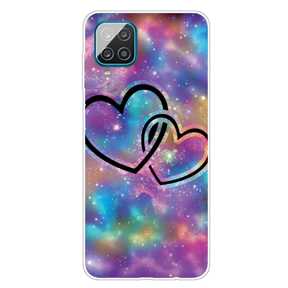 High Transmittance Shell for Samsung Galaxy A12 Pattern Printing TPU Phone Case - Heart - 1