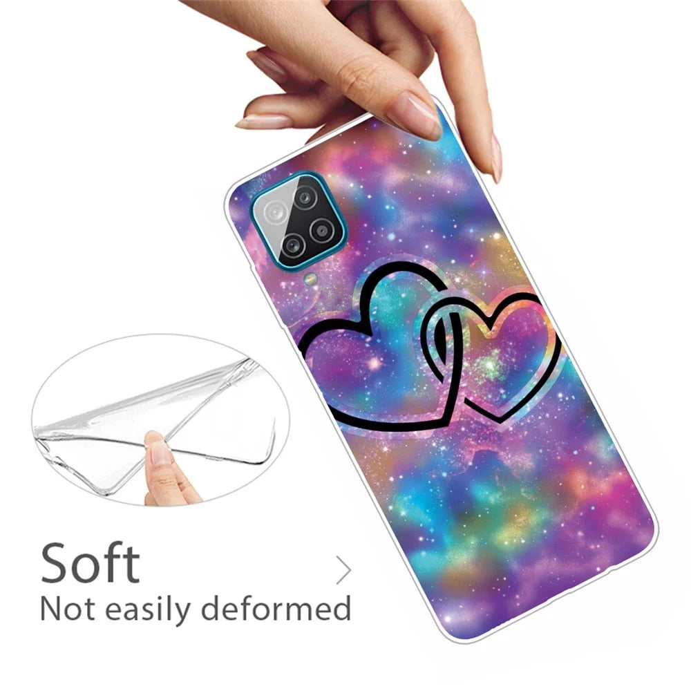 High Transmittance Shell for Samsung Galaxy A12 Pattern Printing TPU Phone Case - Heart - 3