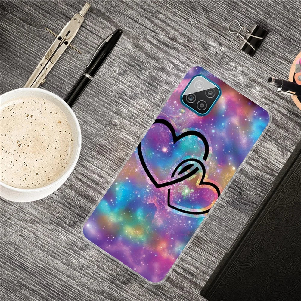 High Transmittance Shell for Samsung Galaxy A12 Pattern Printing TPU Phone Case - Heart - 4