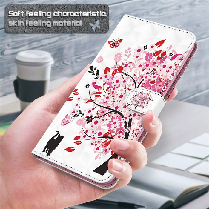 Stand Leather Case for Samsung Galaxy A32 5G / M32 5G Pattern Printing Cover with Lanyard - Cat and Tree - 4