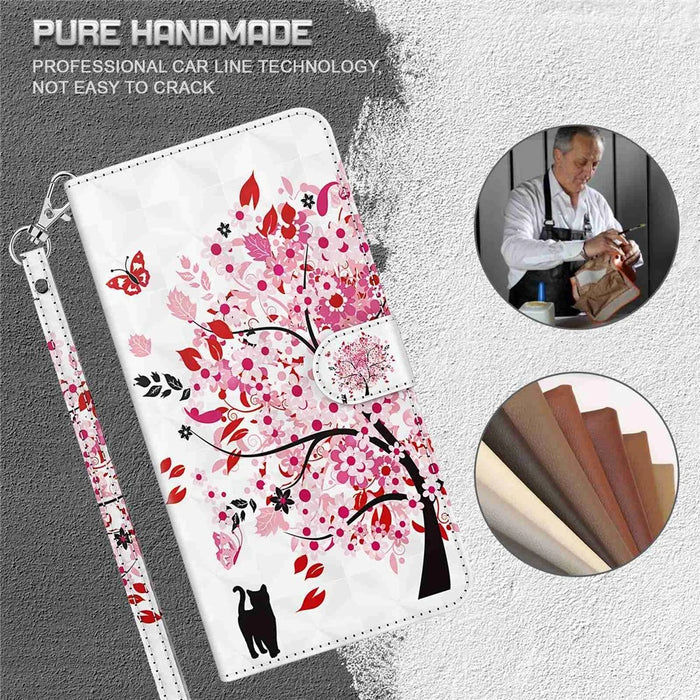 Stand Leather Case for Samsung Galaxy A32 5G / M32 5G Pattern Printing Cover with Lanyard - Cat and Tree - 5