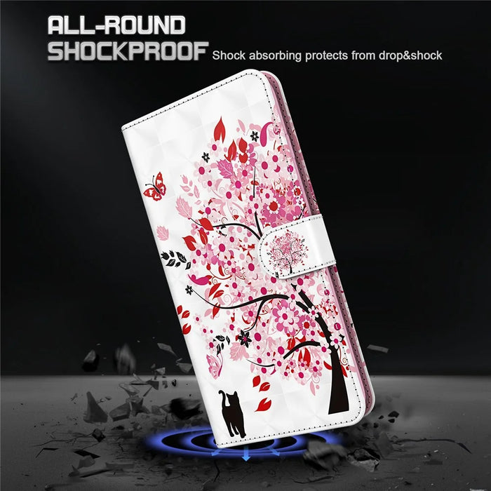Stand Leather Case for Samsung Galaxy A32 5G / M32 5G Pattern Printing Cover with Lanyard - Cat and Tree - 6