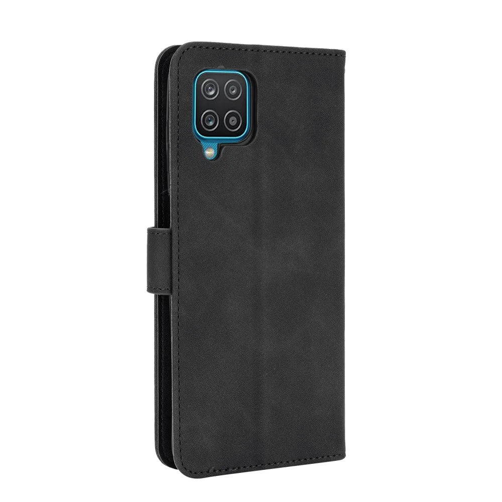 Skin-touch Leather Shell for Samsung Galaxy A12/M12 Wallet Phone Cover - Black - 6