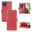 Double Clasp Flip Magnet Leather Cover for Samsung Galaxy A12 Wallet Stand Design Phone Cover - Red - 1