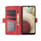 Double Clasp Flip Magnet Leather Cover for Samsung Galaxy A12 Wallet Stand Design Phone Cover - Red - 4