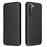 For Samsung Galaxy S21+ Leather Shell Carbon Fiber Auto-absorbed Card Holder Case - Black - 2