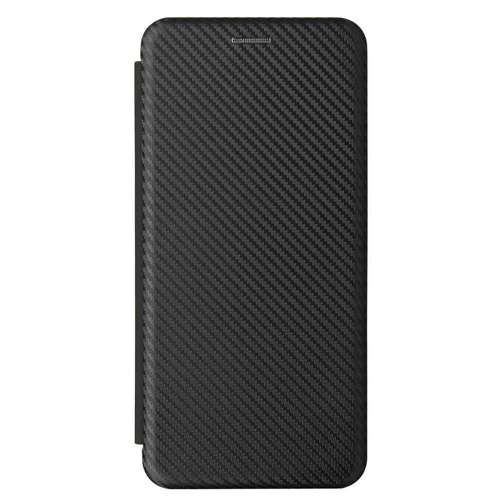 Carbon Fiber Leather Auto-absorbed Case with Card Holder for Samsung Galaxy A32 5G / M32 5G - Black - 3