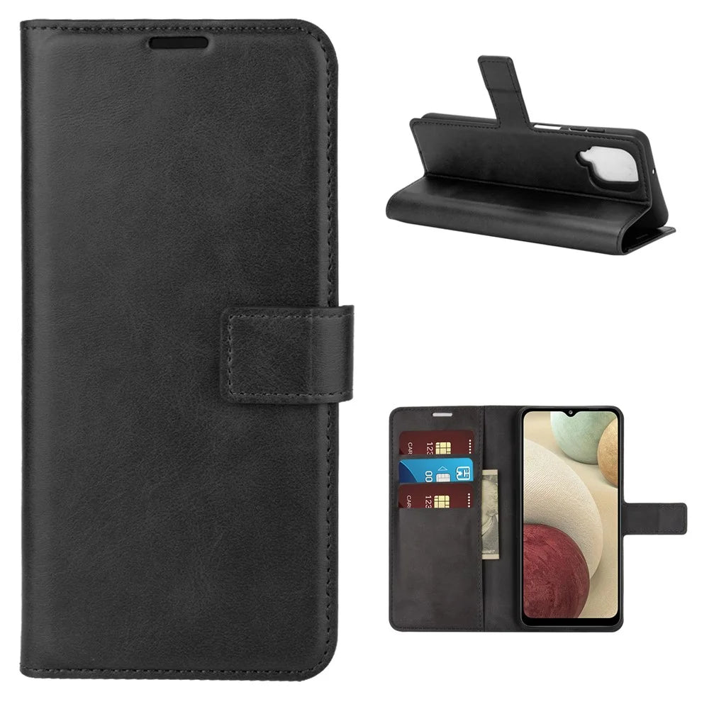 TPU + PU Leather Phone Stand Cover for Samsung Galaxy A12 - Black - 1