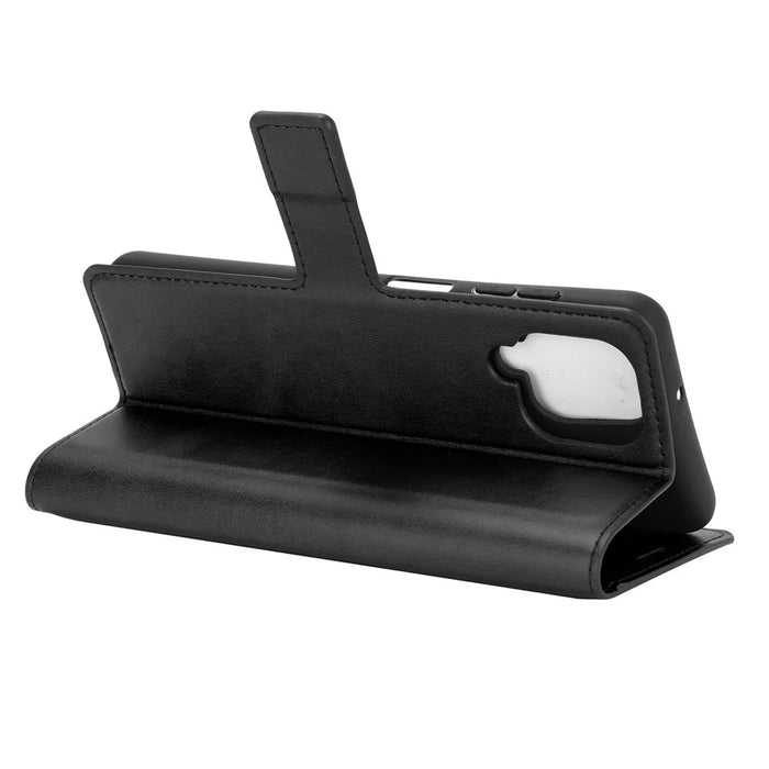 TPU + PU Leather Phone Stand Cover for Samsung Galaxy A12 - Black - 6