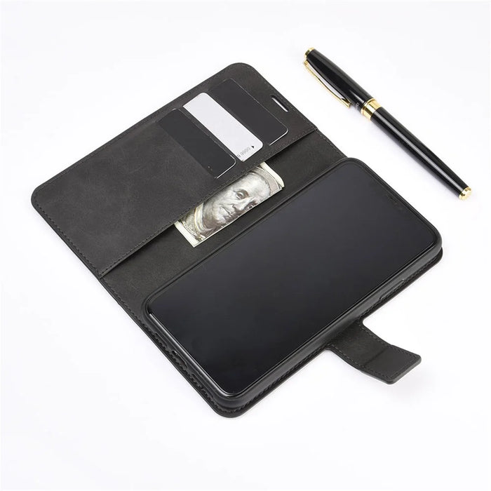 TPU + PU Leather Phone Stand Cover for Samsung Galaxy A12 - Black - 7