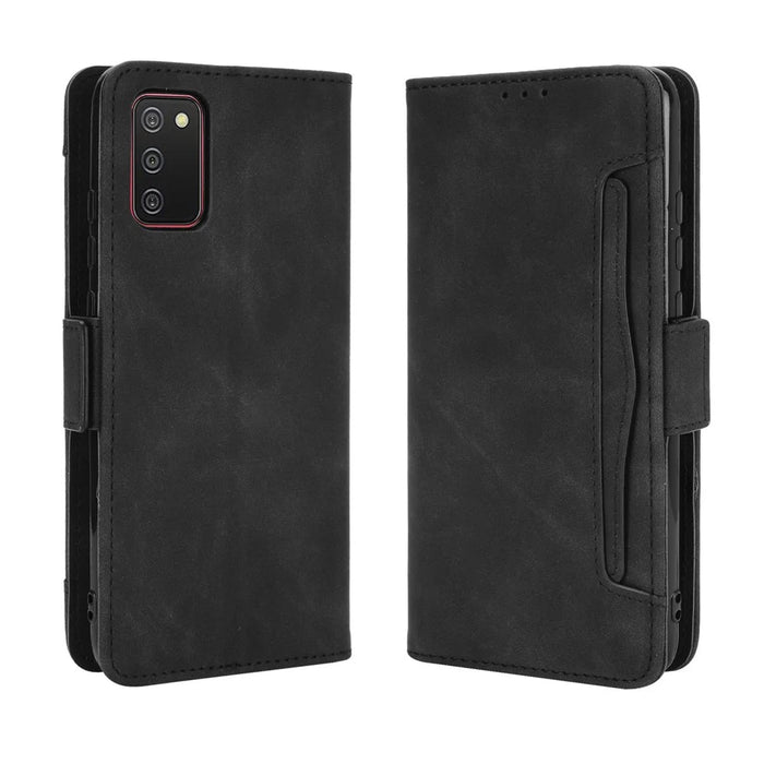 Protective Cover Stand Leather Case with Multiple Card Slots for Samsung Galaxy A02s (166.5mm) - Black - 7