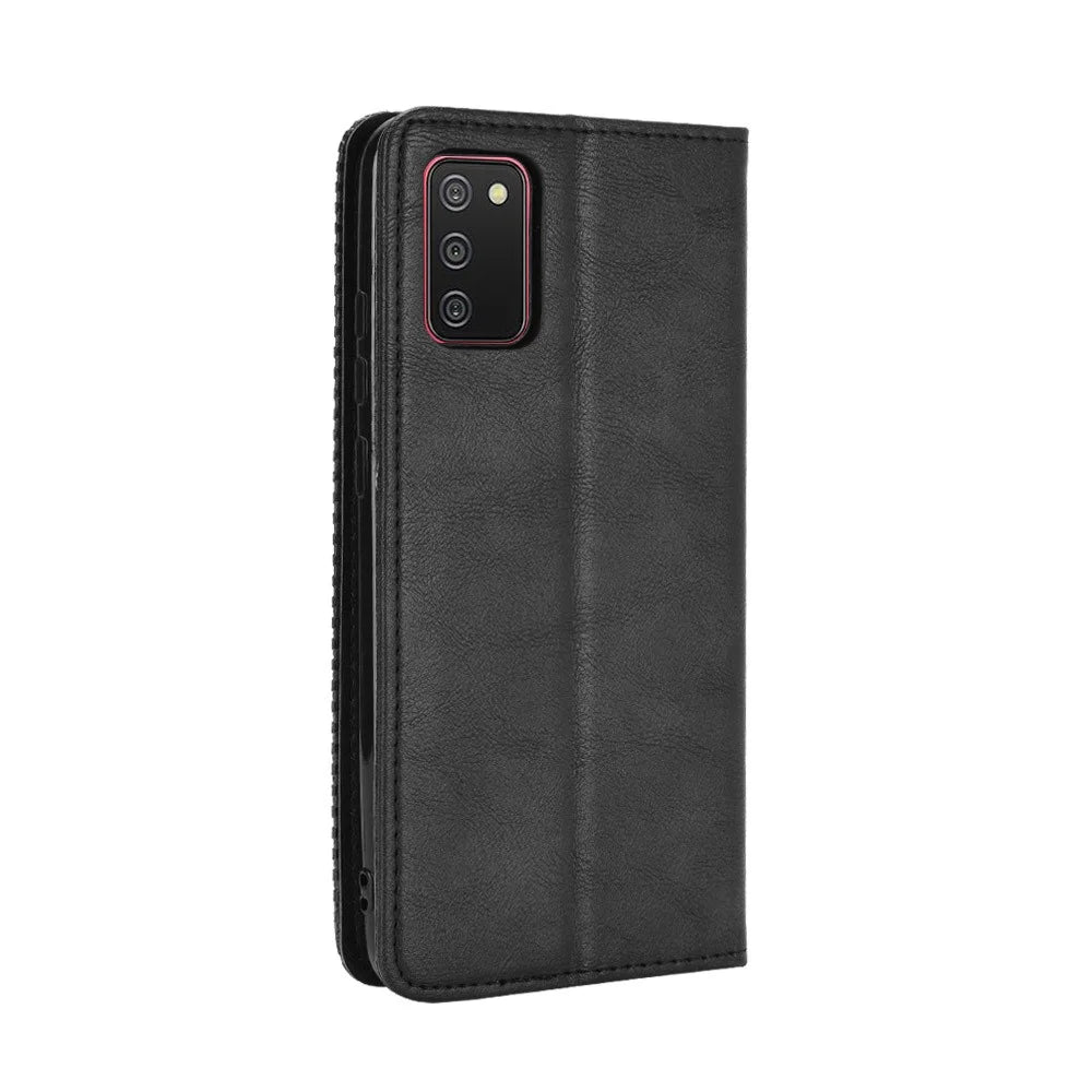 Vintage Style Magnetic Clasp Leather Cover with Stand for Samsung Galaxy A02s (166.5mm) - Black - 6