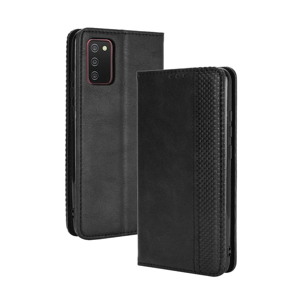 Vintage Style Magnetic Clasp Leather Cover with Stand for Samsung Galaxy A02s (166.5mm) - Black - 7