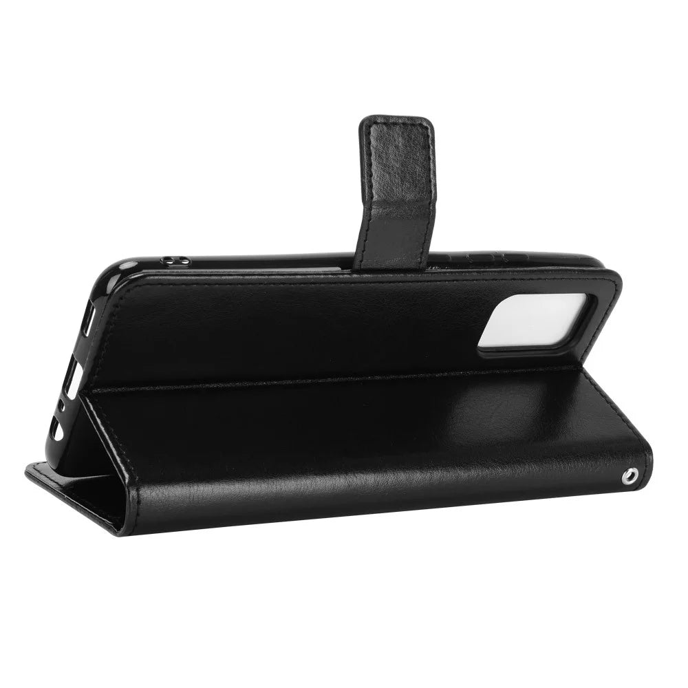 Crazy Horse Texture Wallet Stand Leather Phone Case for Samsung Galaxy A02s (166.5mm) - Black - 5