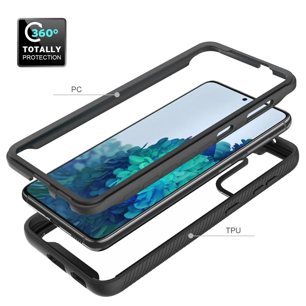 Hybrid PC + TPU Case for Samsung Galaxy S21 4G/5G Shockproof Cover - Black - 6