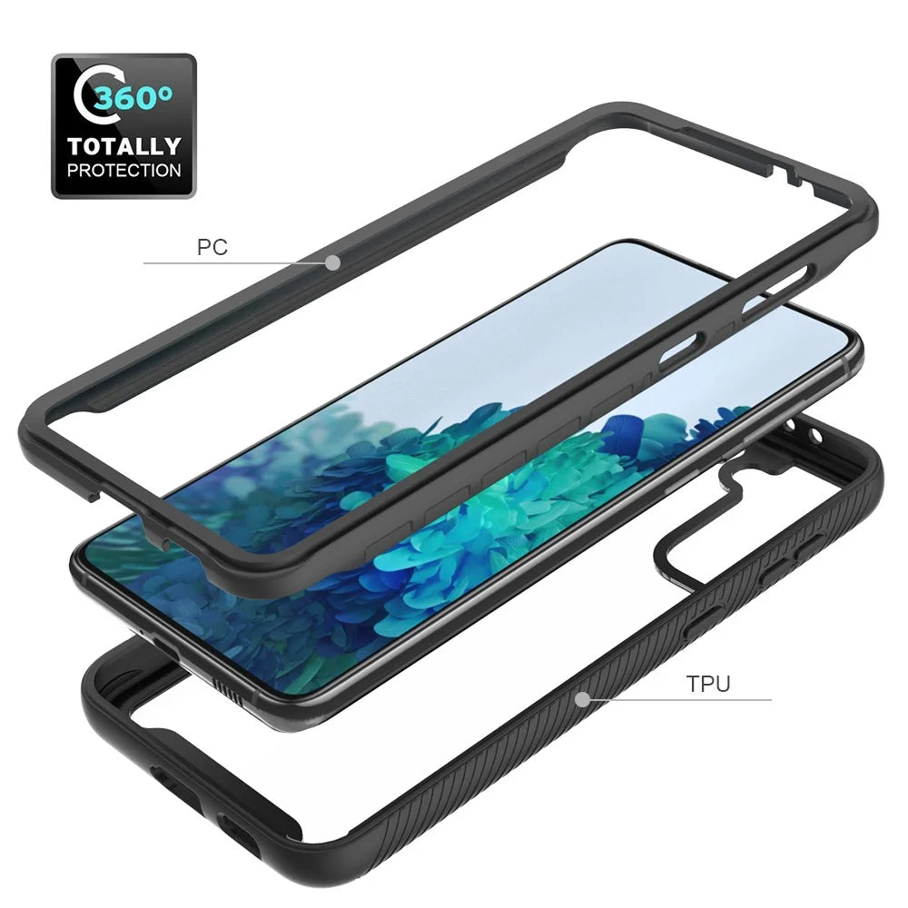 PC + TPU Hybrid Protector for Samsung Galaxy S21+ Shockproof Cover - Black - 6