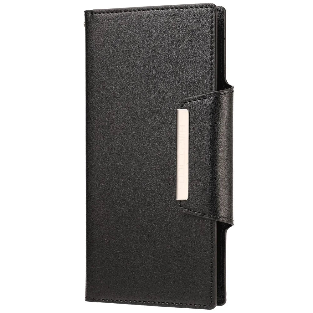 PU Leather Wallet Smartphone Shell Case with Detachable Inner TPU Case for Samsung Galaxy S21 Ultra 5G - Black - 2