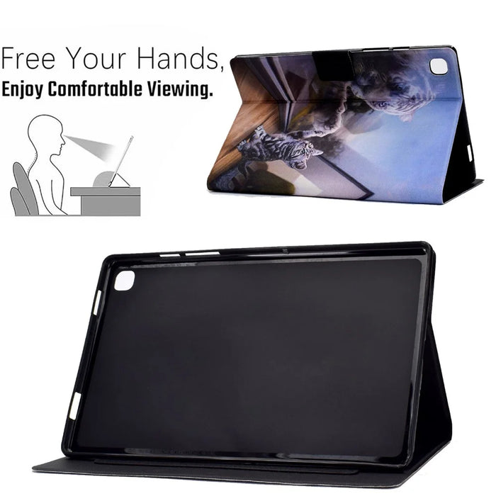 Card Holder TPU + PU Leather Pattern Printing Tablet Case for Samsung Galaxy Tab A7 10.4 (2020)  / (2022)T500 - Cat and Tiger - 3