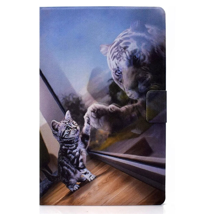 Card Holder TPU + PU Leather Pattern Printing Tablet Case for Samsung Galaxy Tab A7 10.4 (2020)  / (2022)T500 - Cat and Tiger - 4