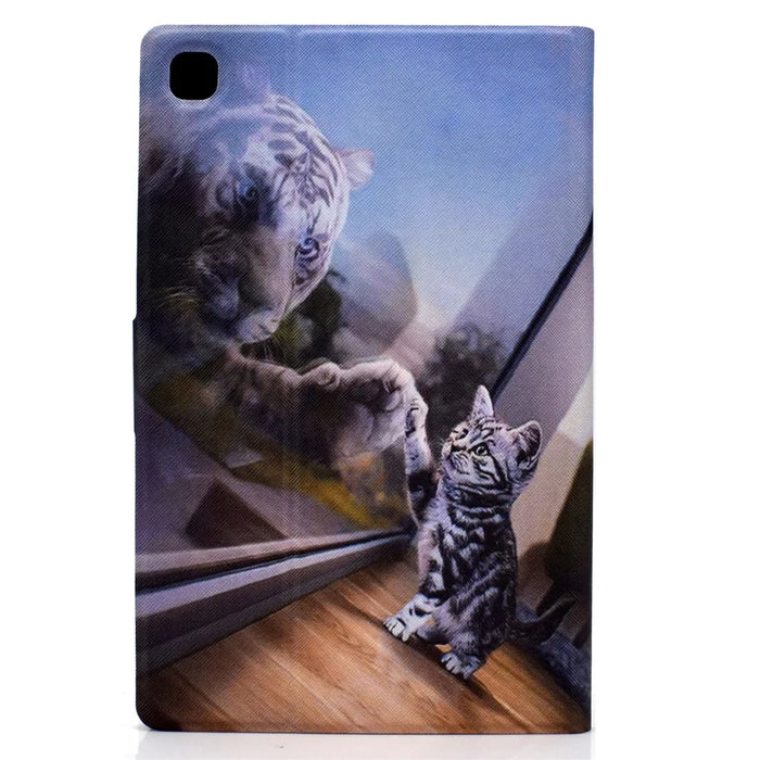 Card Holder TPU + PU Leather Pattern Printing Tablet Case for Samsung Galaxy Tab A7 10.4 (2020)  / (2022)T500 - Cat and Tiger - 5