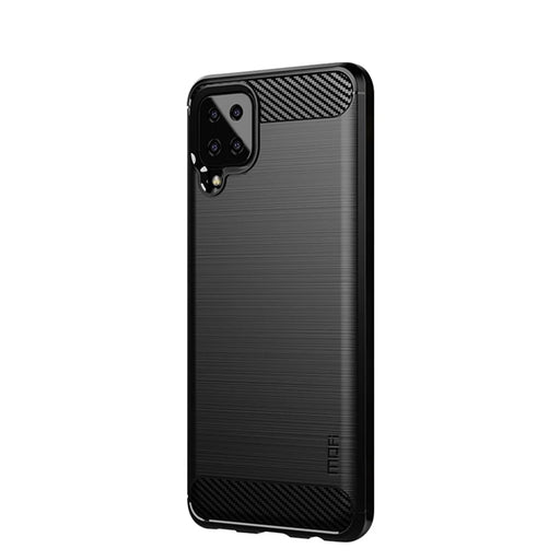 MOFI Brushed Carbon Fiber Texture Soft TPU Back Mobile Phone Case for Samsung Galaxy A12 - Black - 2