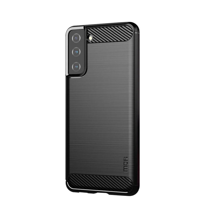 MOFI Carbon Fiber Texture TPU Back Phone Case for Samsung Galaxy S21 4G/5G - Black - 2
