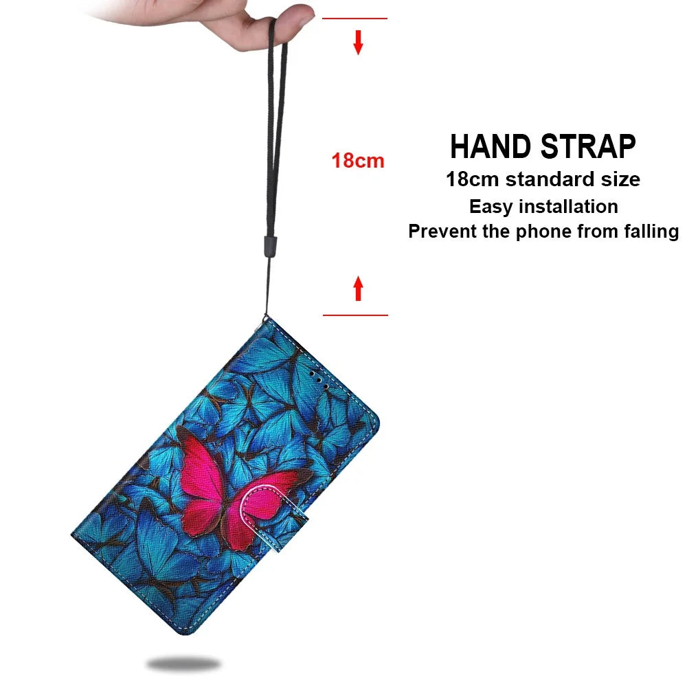 Stand Leather Case New Patterned Cover for Samsung Galaxy S21 4G/5G - Red Flower - 4