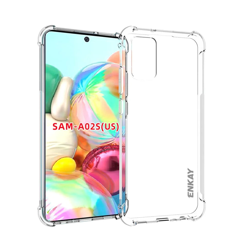 ENKAY for Samsung Galaxy A02s (166.5mm) 4 Corners Thickened Shockproof Clear TPU Case - 1