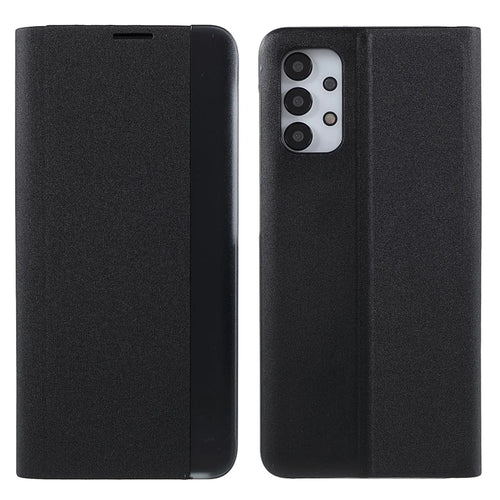 For Samsung Galaxy A13 5G / A32 5G / M32 5G View Window Leather Stand Phone Case - Black - 1