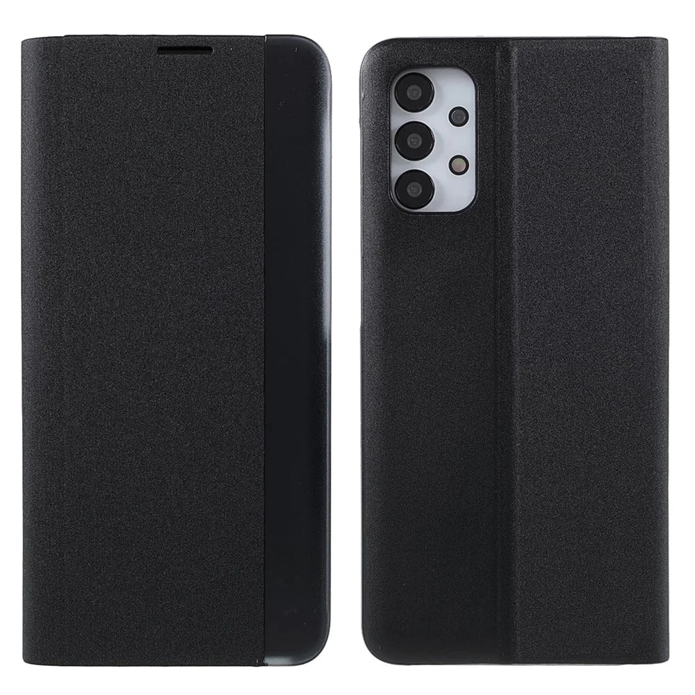 For Samsung Galaxy A13 5G / A32 5G / M32 5G View Window Leather Stand Phone Case - Black - 1