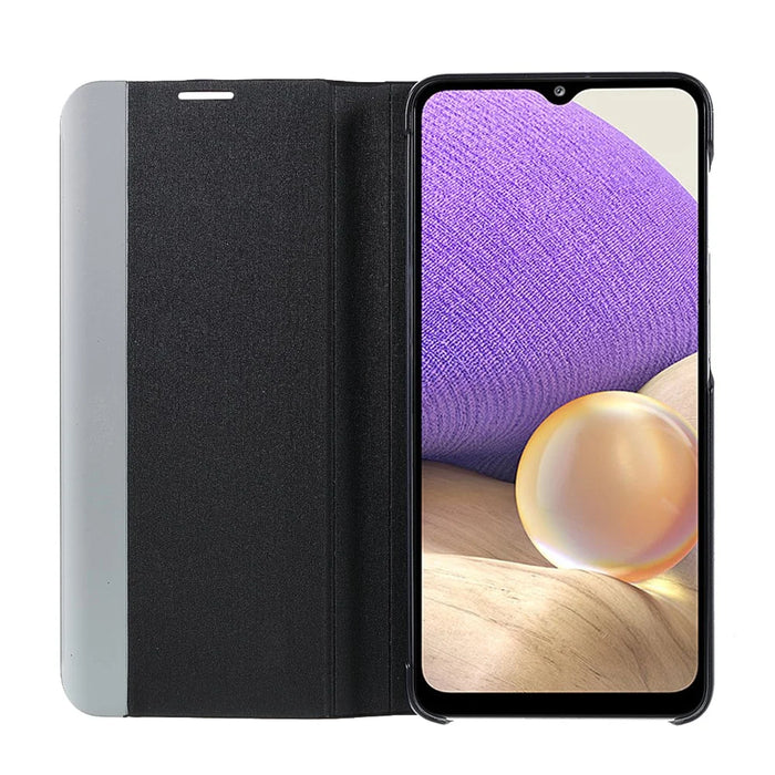 For Samsung Galaxy A13 5G / A32 5G / M32 5G View Window Leather Stand Phone Case - Black - 4