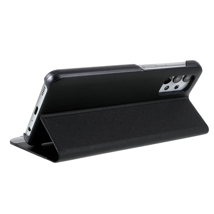 For Samsung Galaxy A13 5G / A32 5G / M32 5G View Window Leather Stand Phone Case - Black - 6