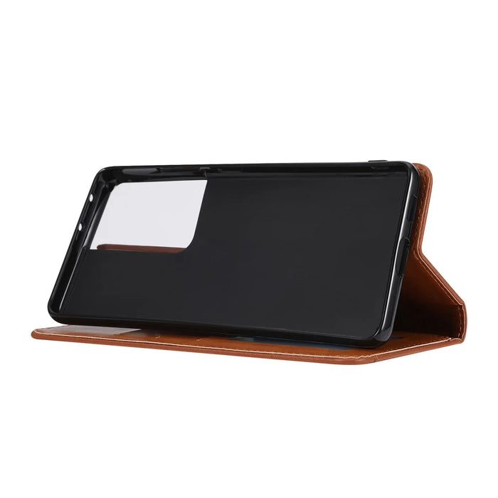 Auto-absorbed Wallet Leather Phone Shell for Samsung Galaxy S21 Ultra 5G - Black - 5