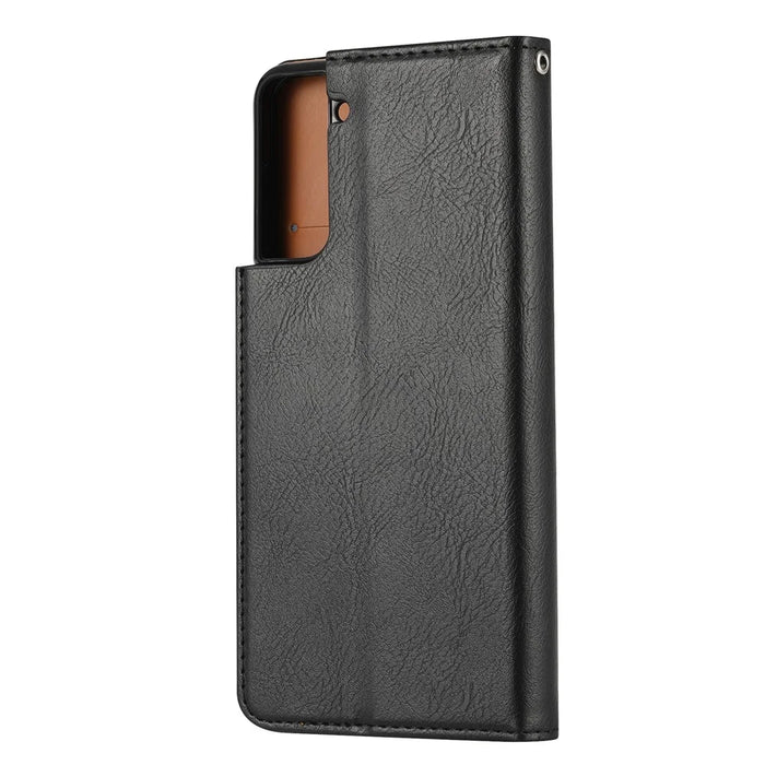 Auto-absorbed Wallet Stand Leather Protective Phone Shell for Samsung Galaxy S21 4G/5G - Black - 3