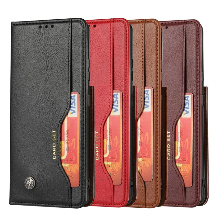 Auto-absorbed Wallet Stand Leather Protective Phone Shell for Samsung Galaxy S21 4G/5G - Black - 6