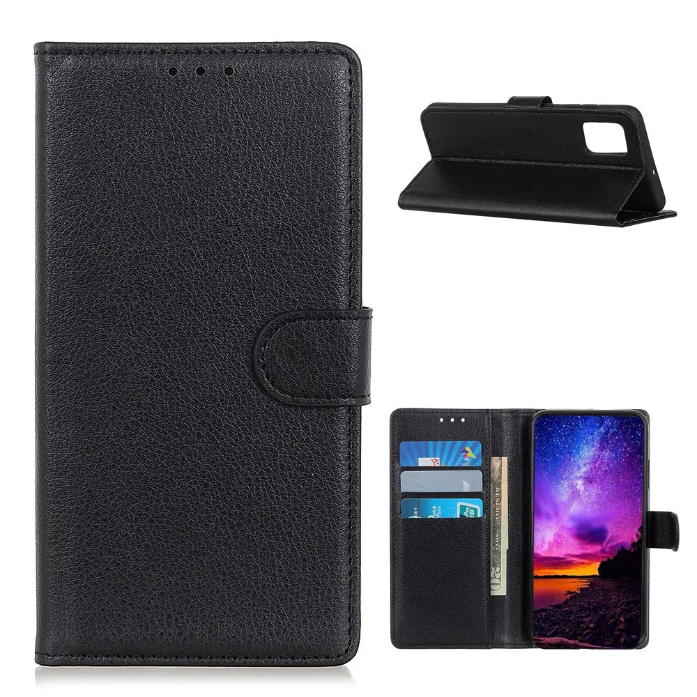 For Samsung Galaxy A52 4G/5G / A52s 5G Phone Case Classic Litchi Texture Wallet Leather Phone Protector - Black - 1