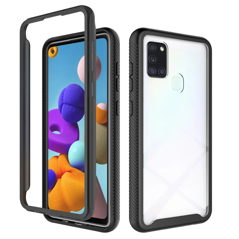For Samsung Galaxy A21s Shockproof PC + TPU Hybrid Case All-Round Protection - Black - 1
