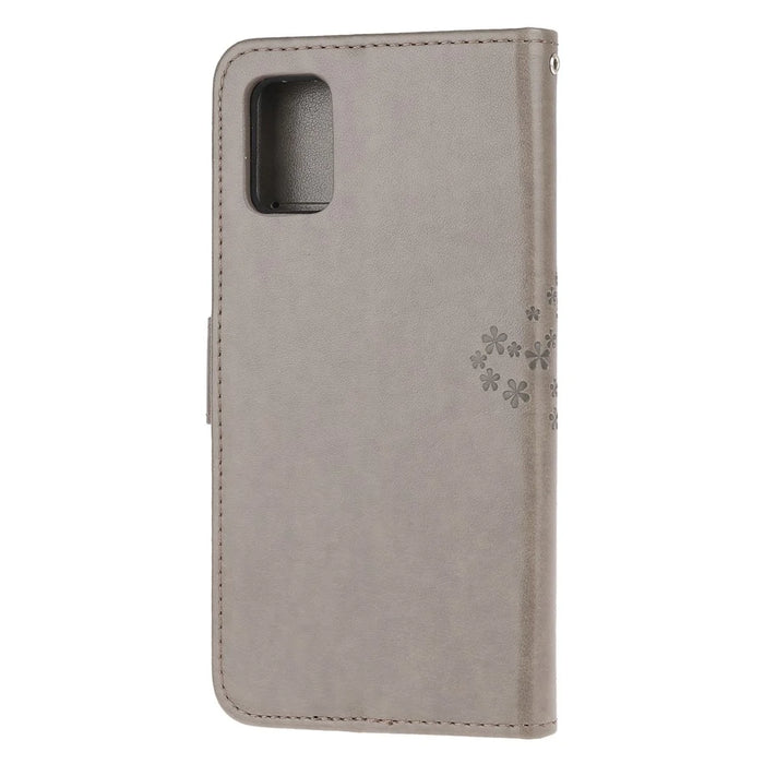 Imprint Tree Owl Pattern Leather Stylish Wallet Case for Samsung Galaxy A52 4G/5G / A52s 5G - Grey - 3