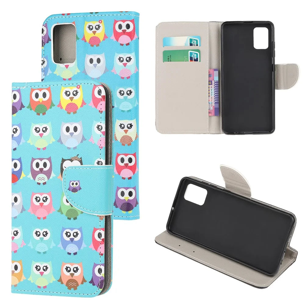 Printing Cross Texture Stand Protector for Samsung Galaxy A52 4G/5G / A52s 5G Leather Cover - Owls - 1